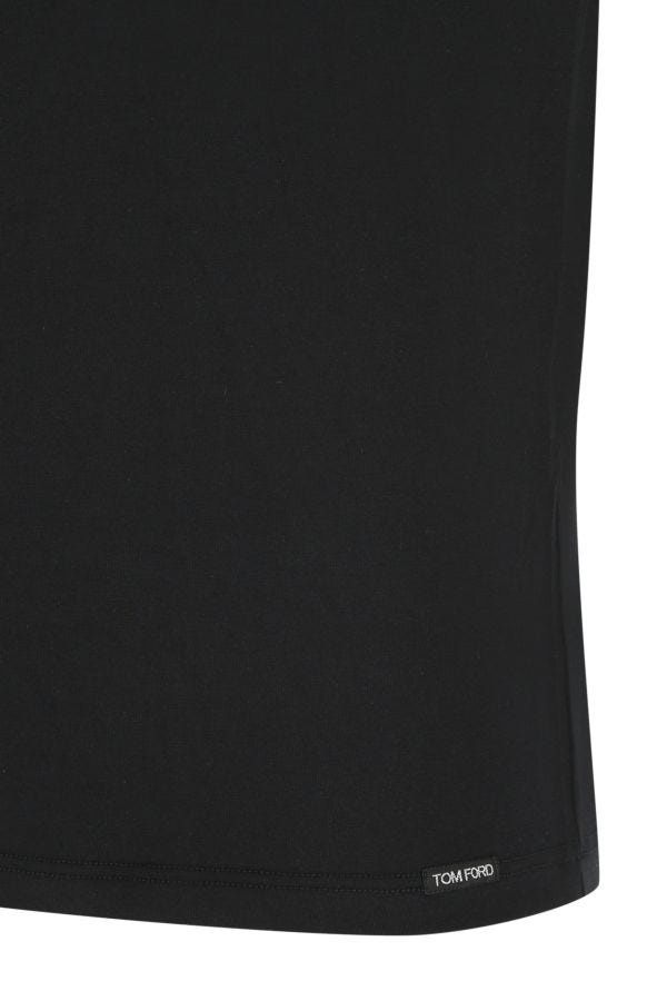 Black stretch cotton blend t-shirt - 3