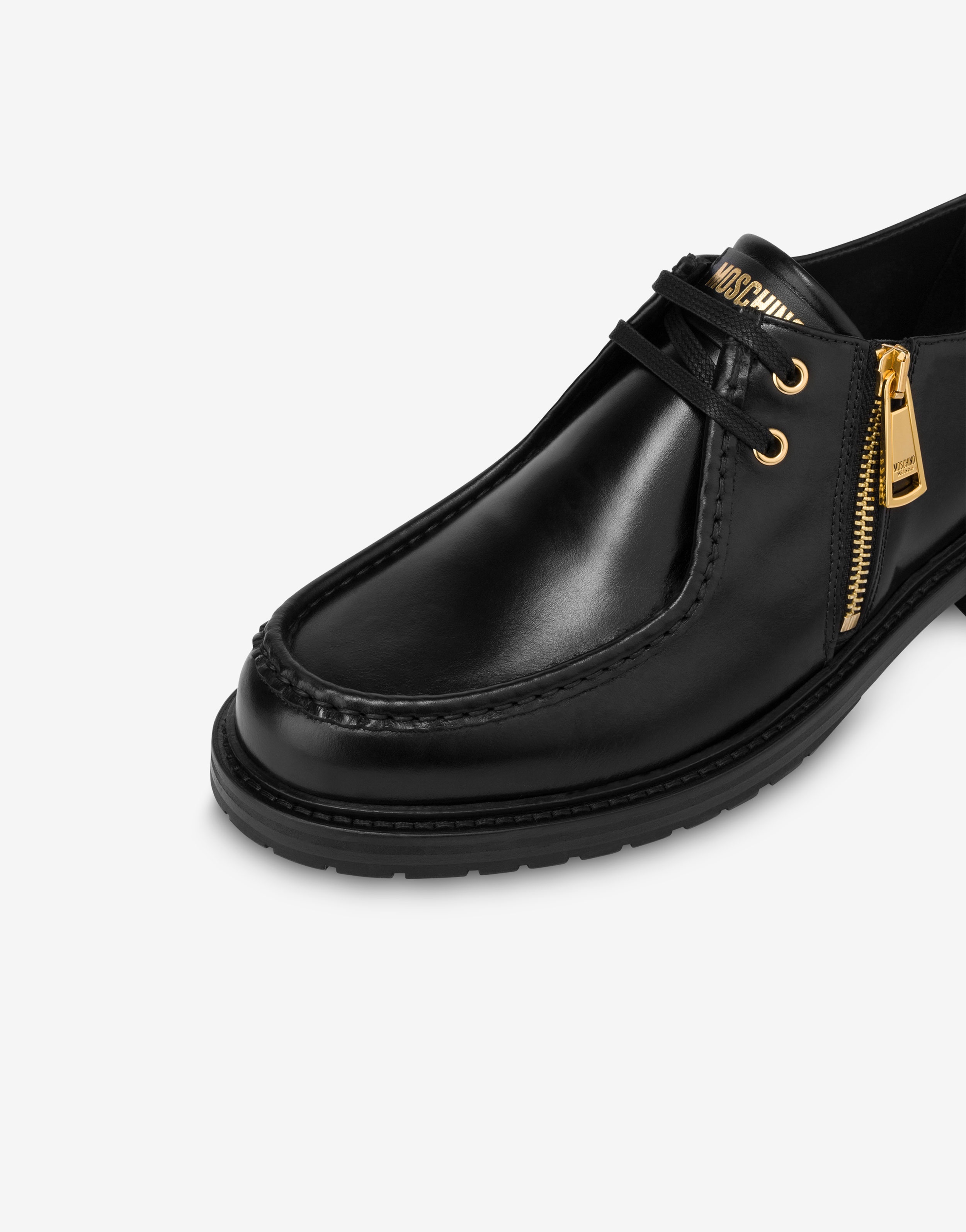 CALFSKIN LACE-UP SHOES WITH ZIP - 4