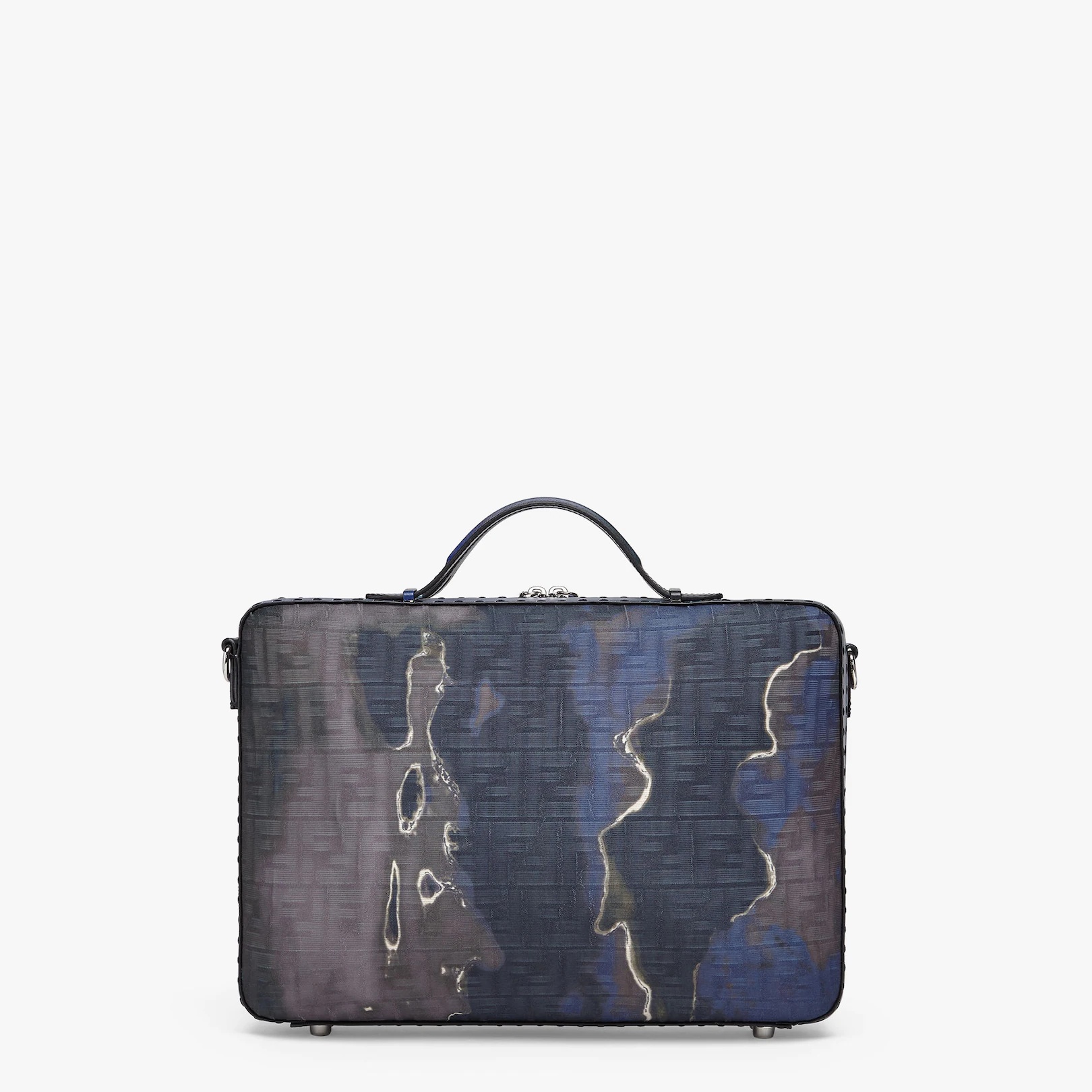 Sunset blue and black jacquard fabric suitcase - 3