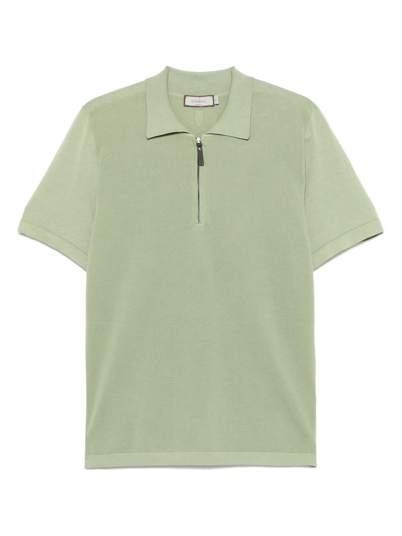 cotton zip-up polo shirt 1