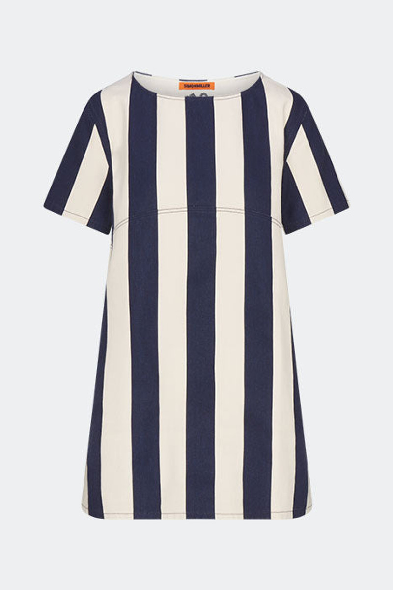 Sahara Short Sleeve Mini Dress In Navy/Cream 1