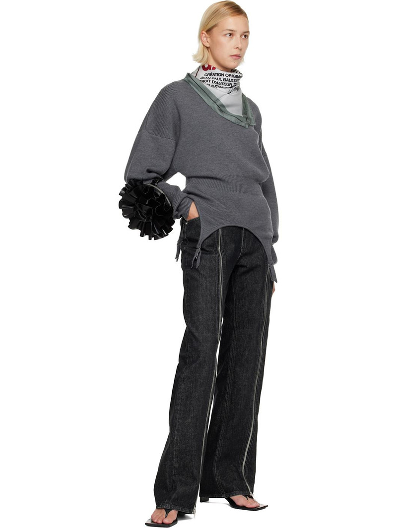 Jean Paul Gaultier Gray 'The Label' Scarf outlook