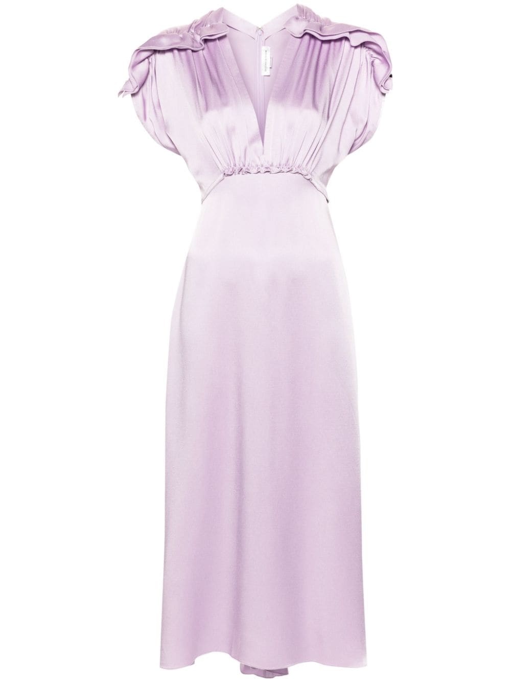 ruffled satin midi dress - 1