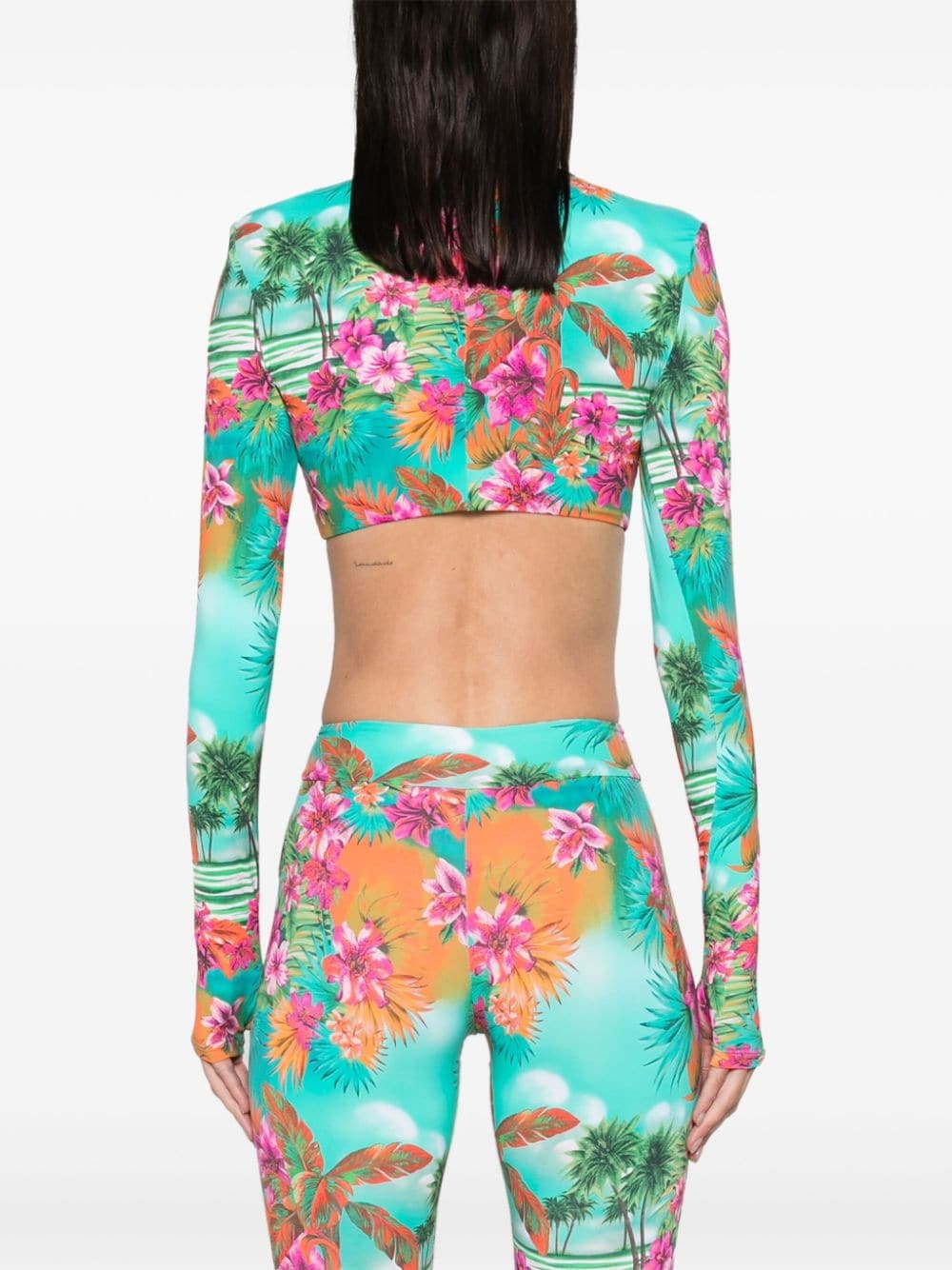 Hawaii-print crop top - 4
