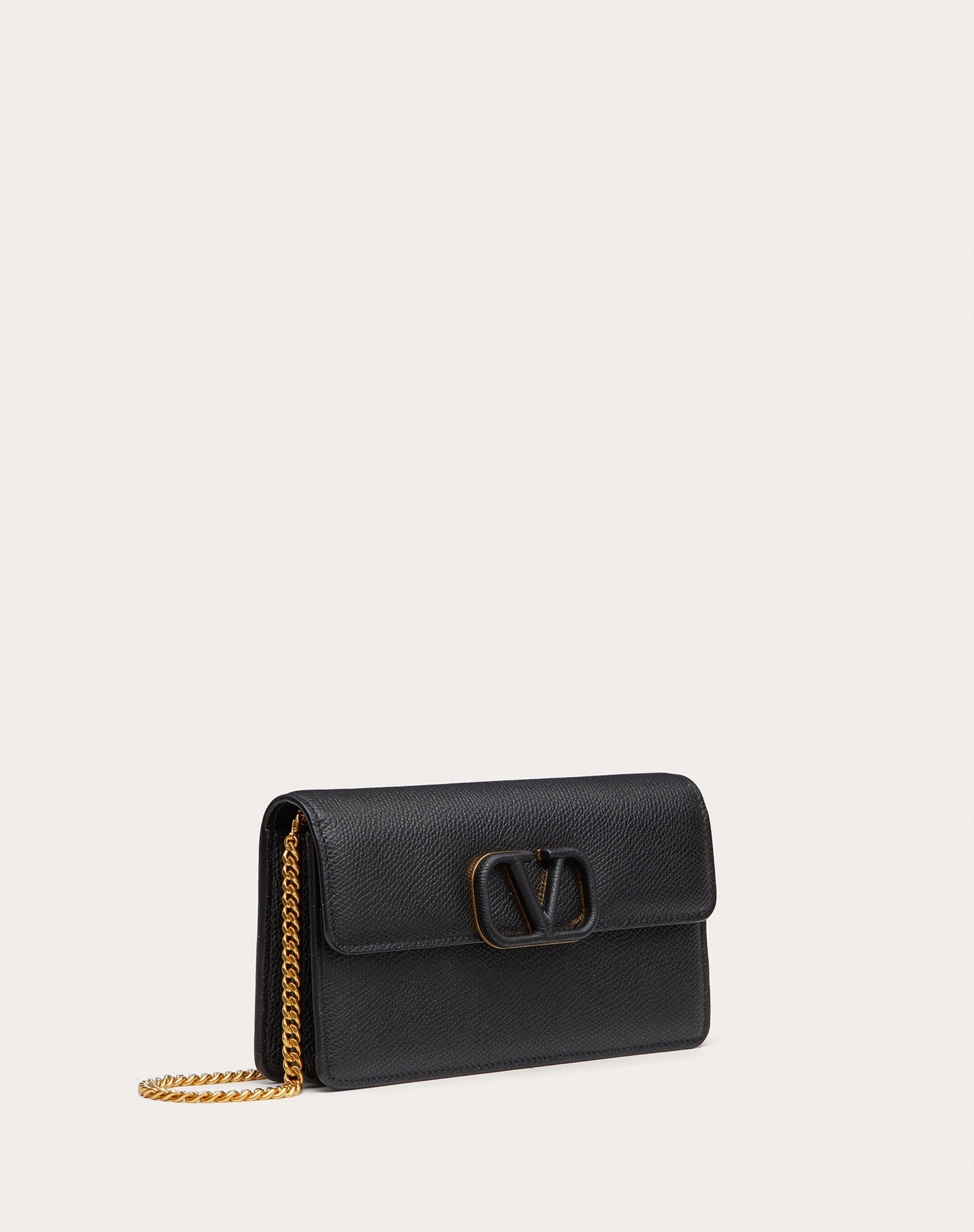 VLOGO SIGNATURE GRAINY CALFSKIN WALLET WITH CHAIN - 4