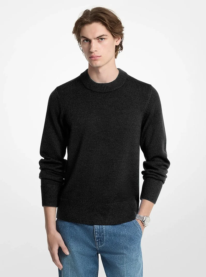 Ribbed Wool Crewneck Sweater - 1