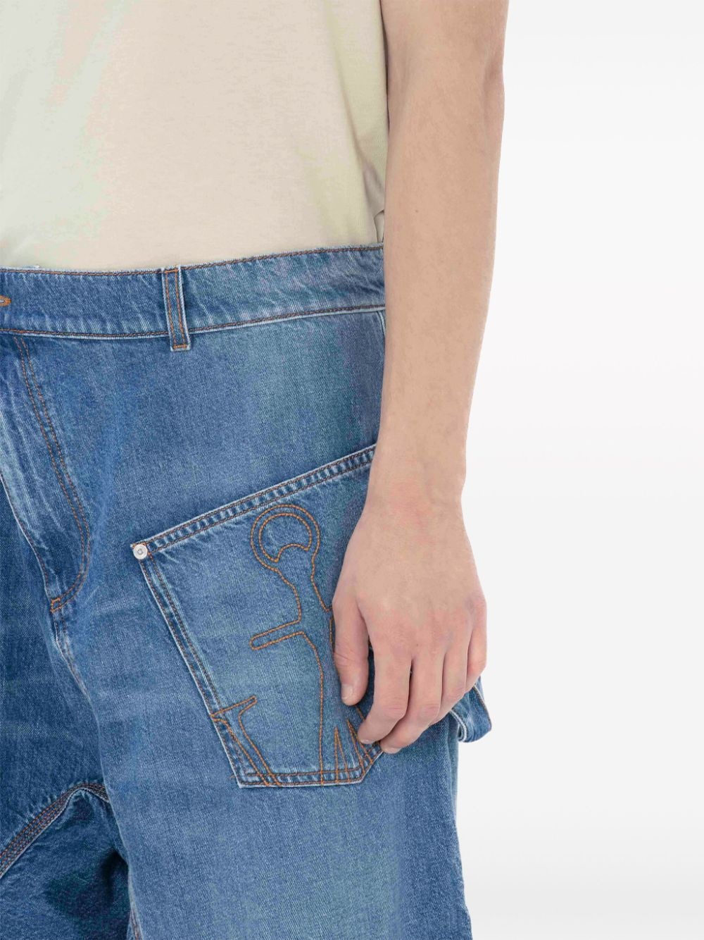 twisted denim shorts - 5