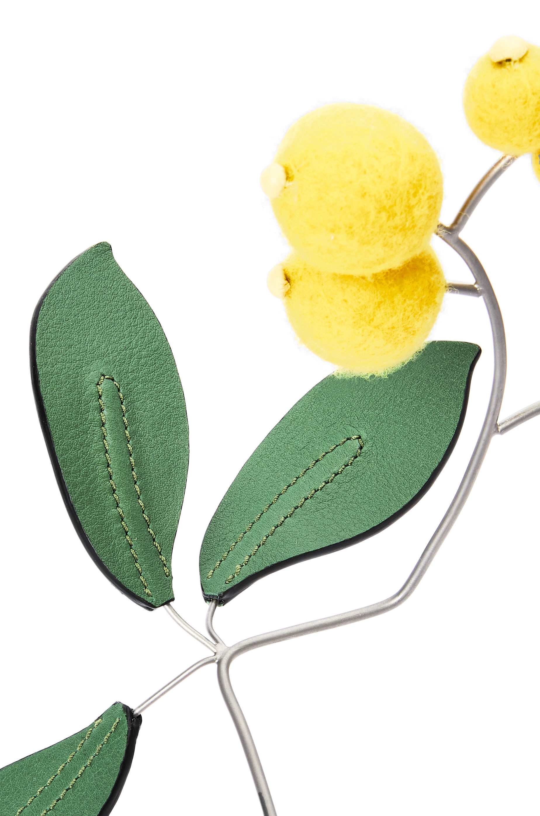 Small flower branch in felt, calfskin and brass - 2