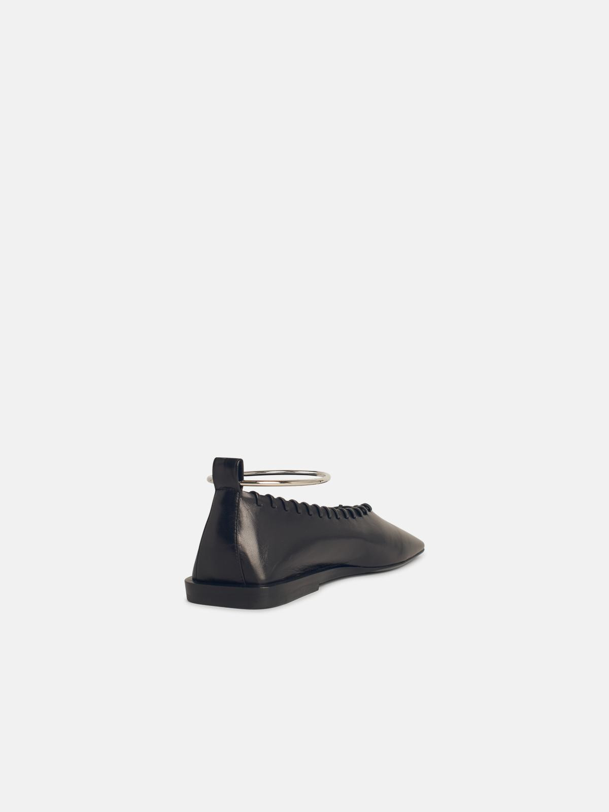 BLACK LEATHER BALLET FLATS - 3
