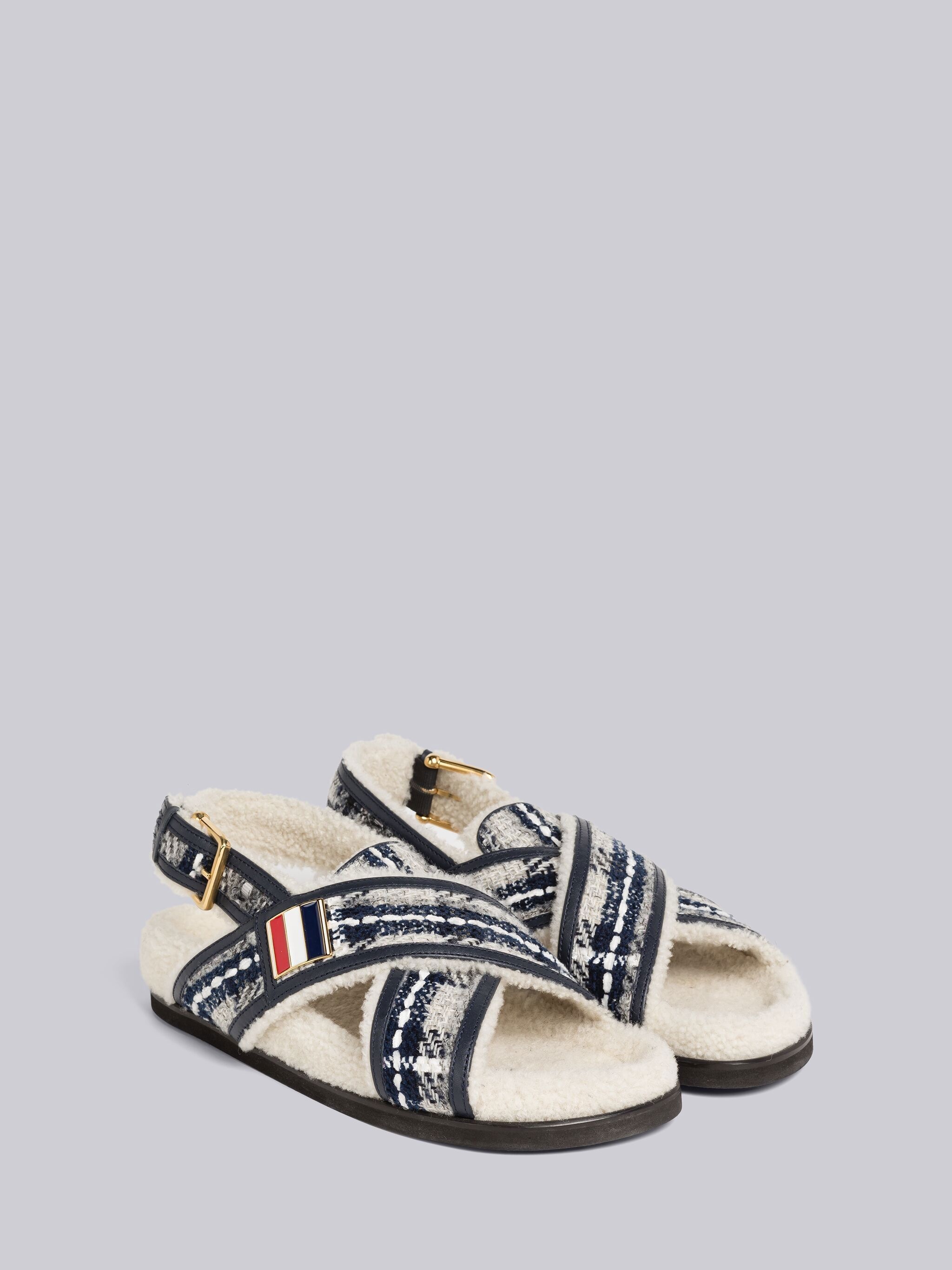 Tartan Ribbon Tweed Criss Cross Sandal - 3