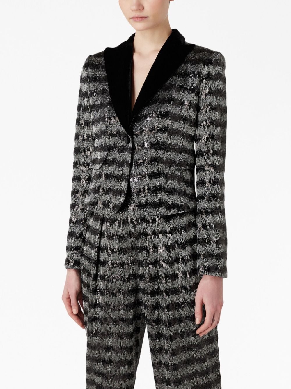 striped sequin cropped blazer - 3
