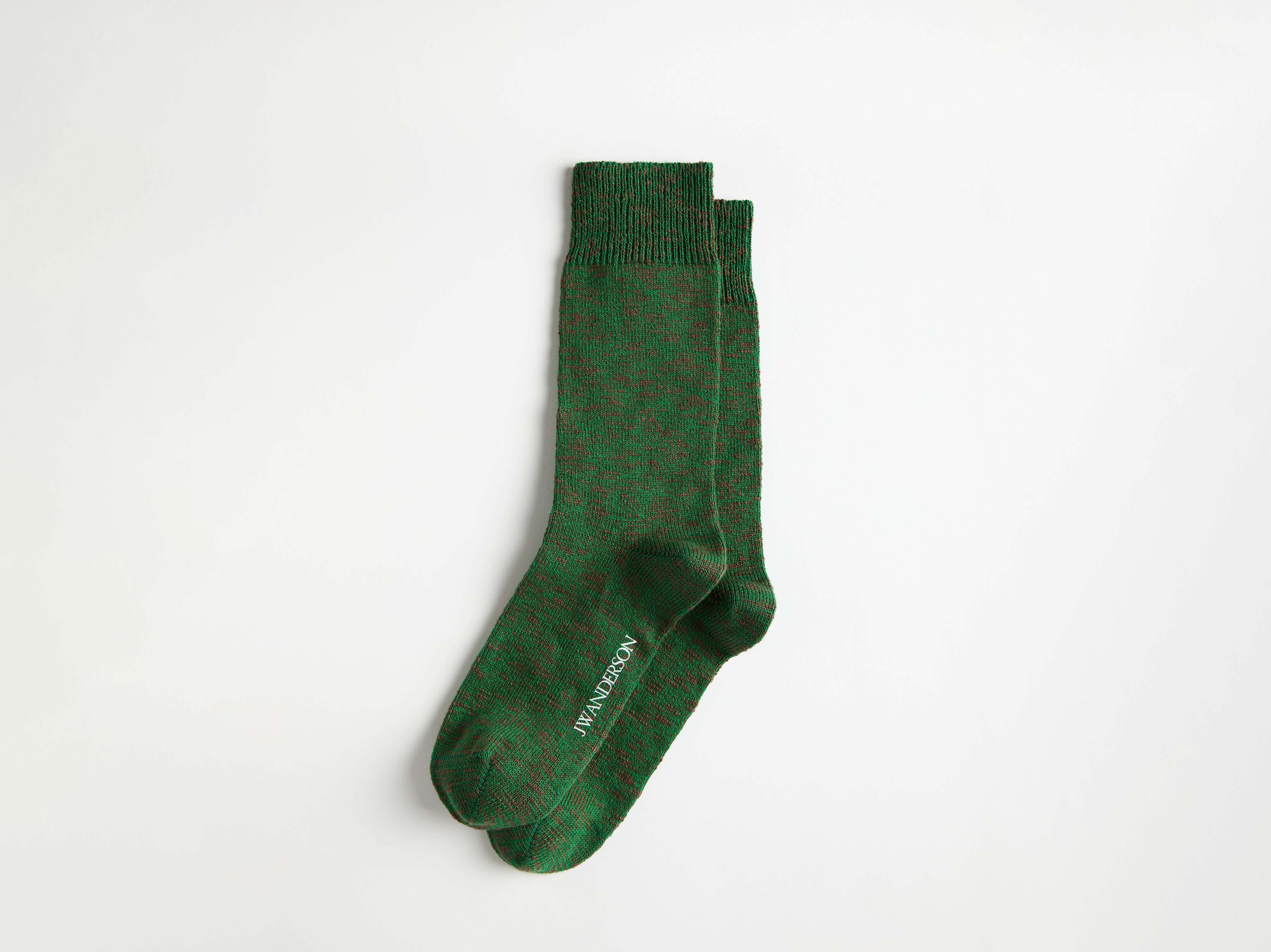 COTTON SLUB SOCK IN BOTTLE GREEN - 1