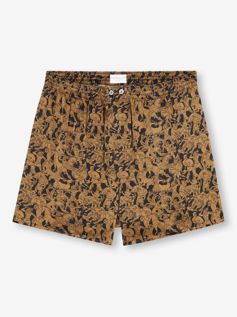 Men's Classic Fit Boxers Brindisi 108 Silk Satin Black - 1