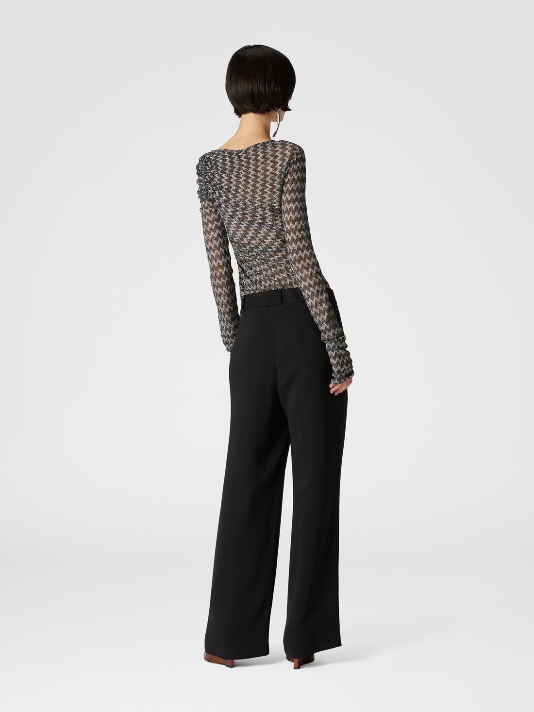 Zig zag lamé viscose blend gather top - 3