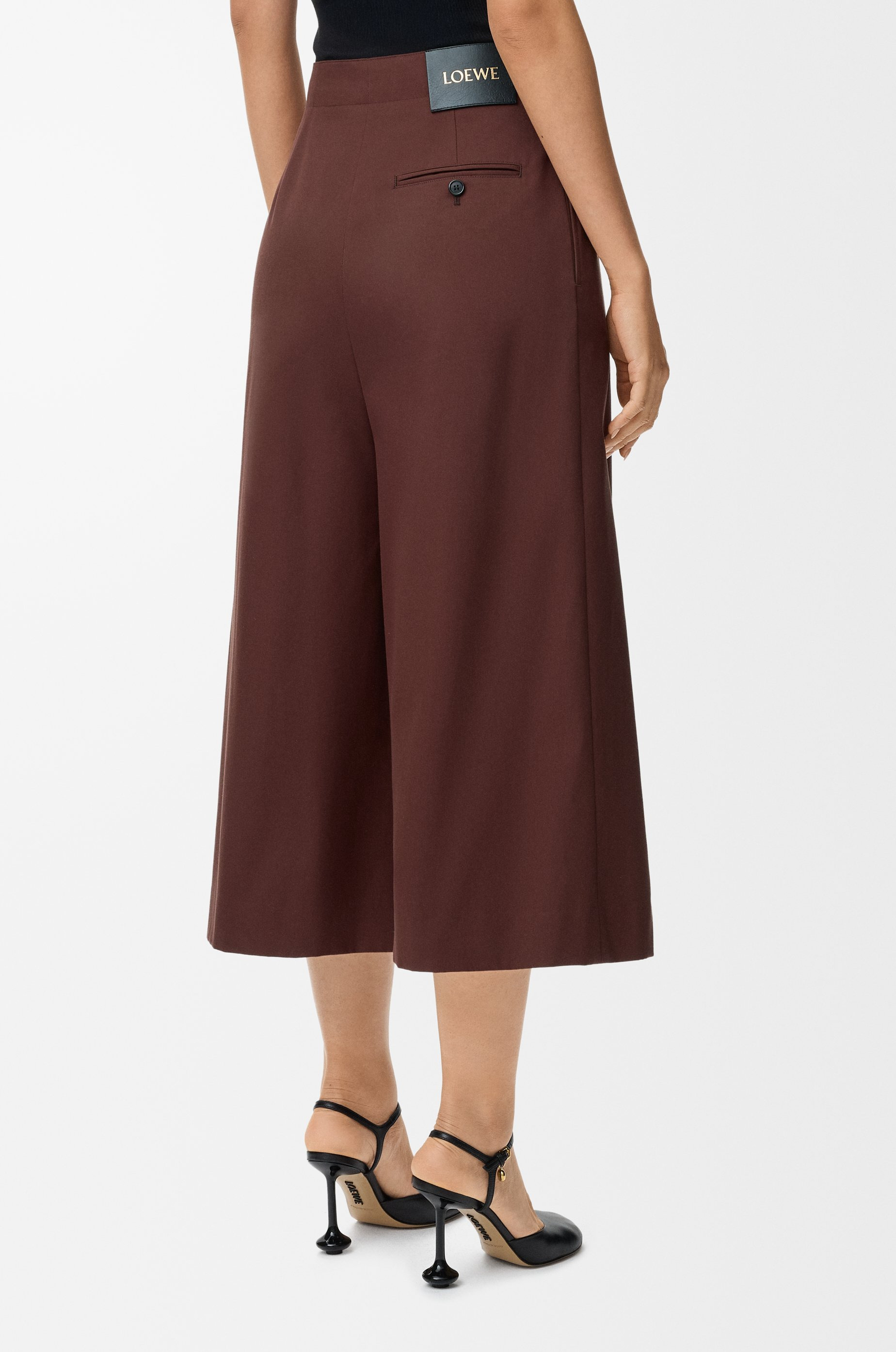 Cropped belted trousers in cotton and silk - 4
