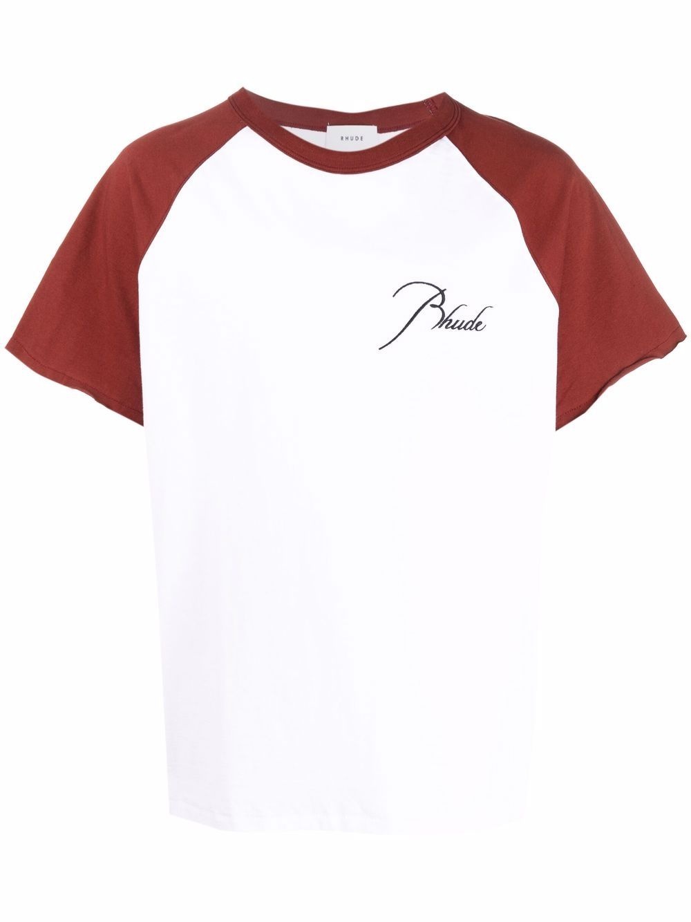 logo print two-tone cotton T-shirt - 1