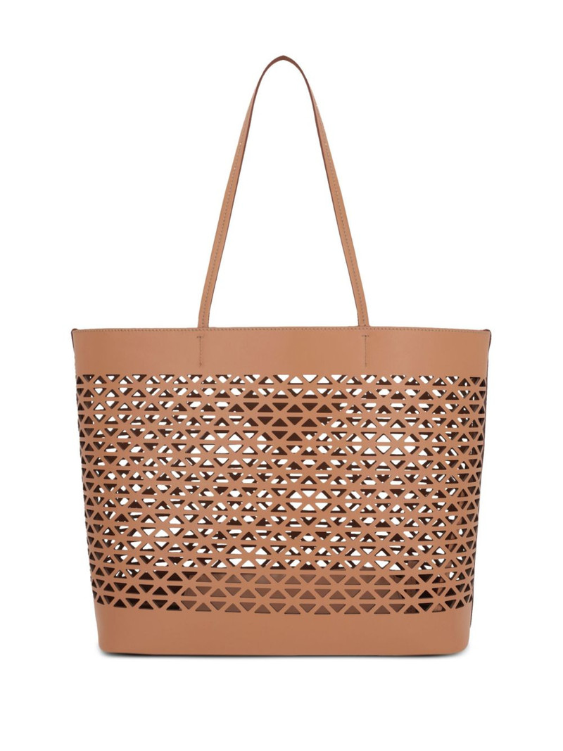 Prada logo-perforated tote bag outlook