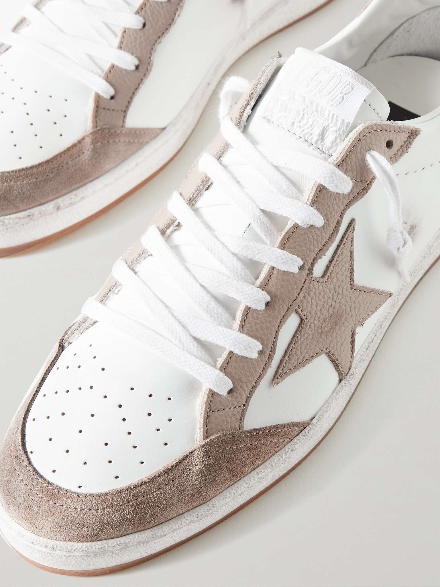 Ballstar Distressed Leather and Suede Sneakers - 6