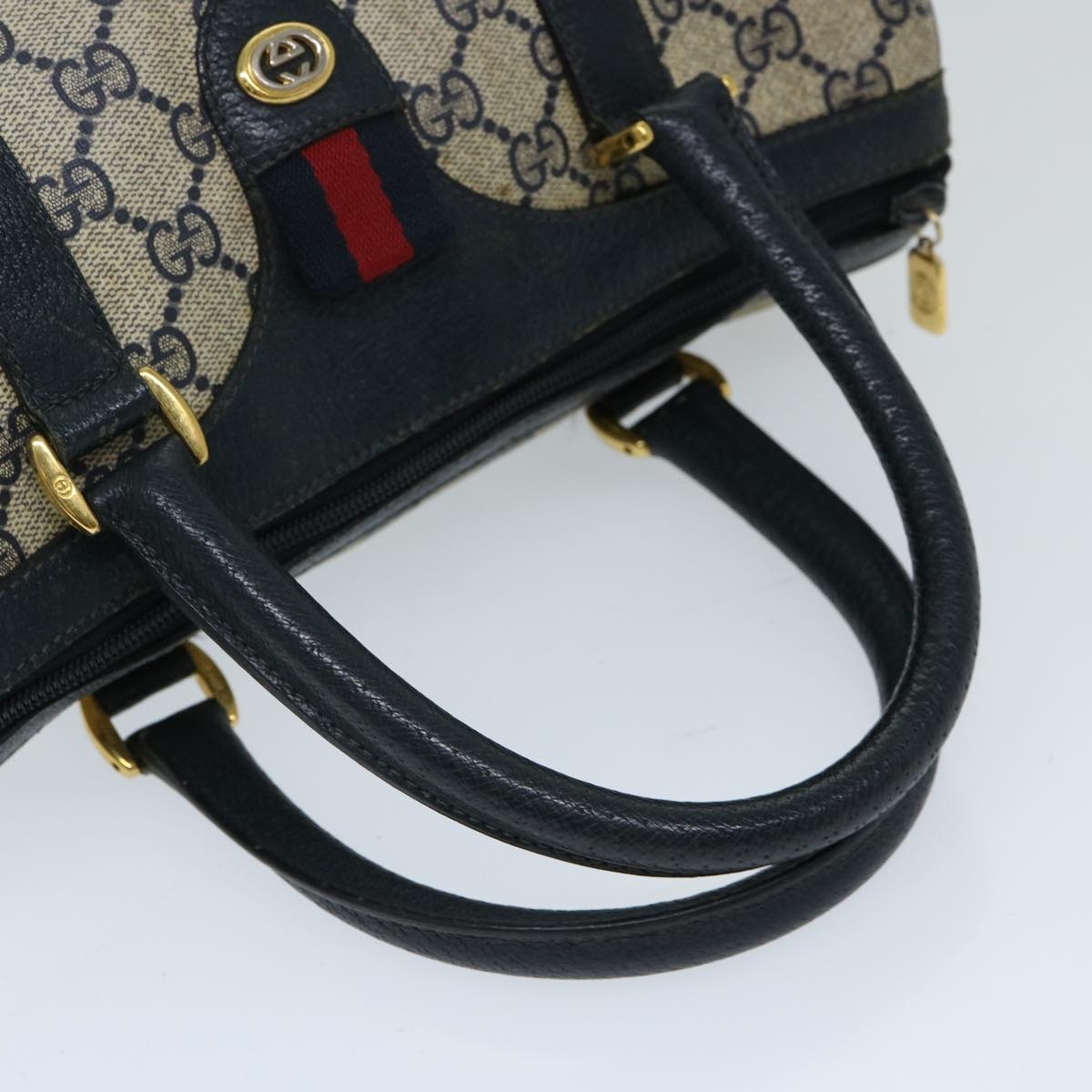 GUCCI GG Supreme Sherry Line Hand Bag Pvc Navy Red 40 02 006 - 8