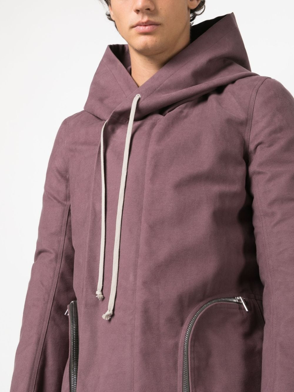 drawstring-waist hooded parka - 5