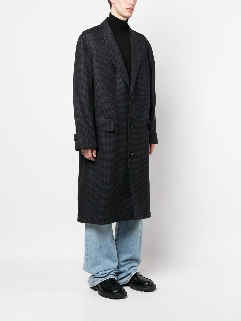 notched-lapel single-breasted coat - 3