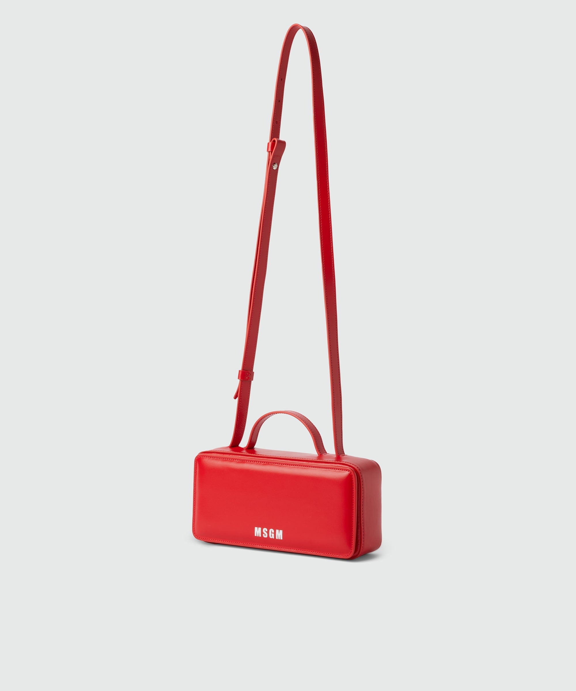 Small red shiny leather baguette bag - 3