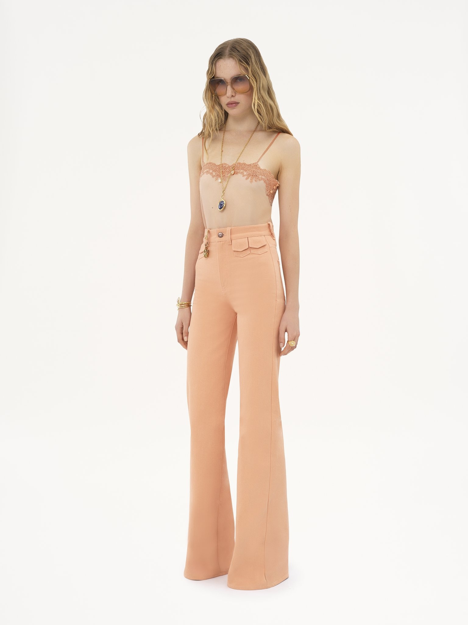 FITTED TANK TOP IN EMBROIDERED LACE - 3