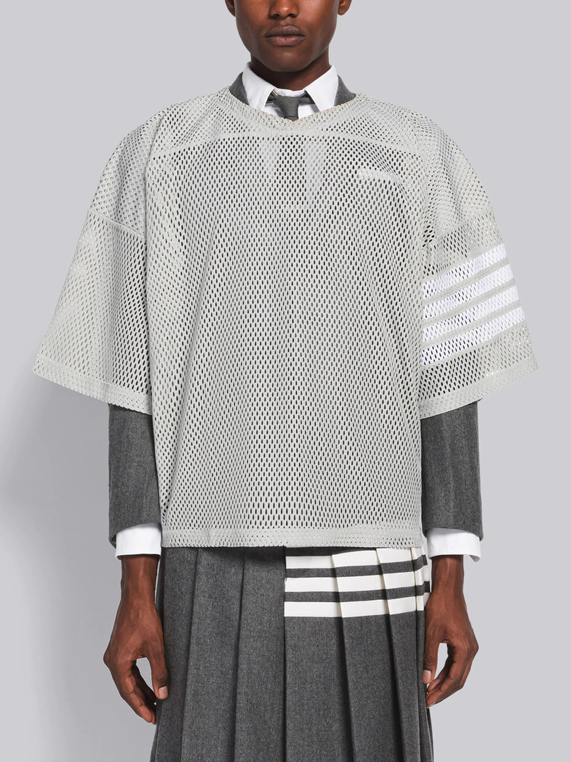 Medium Grey Heavy Athletic Mesh Football Jersey 4-Bar Tee 1