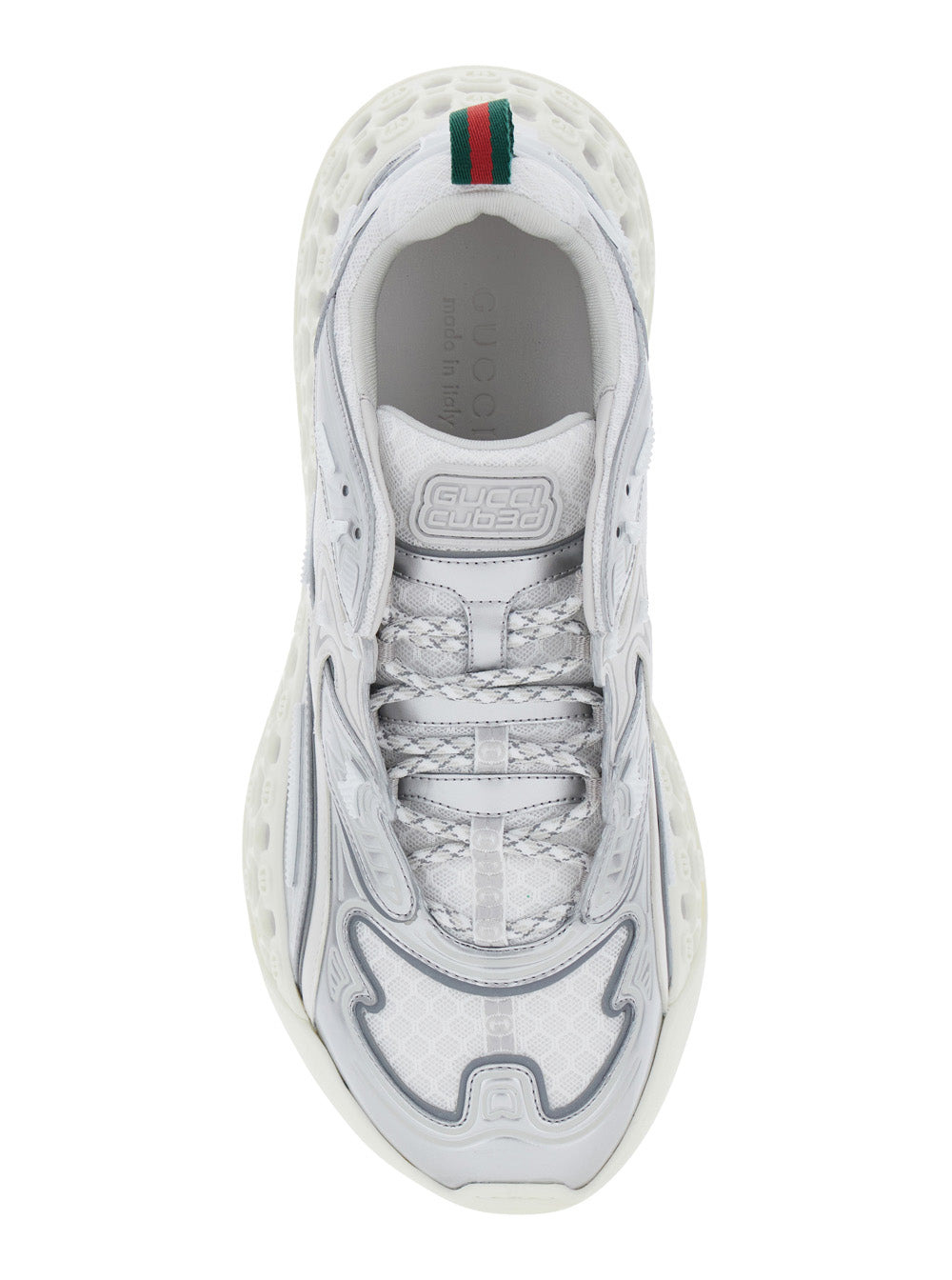 Gucci Men 'Cube 3D' Metallic Sneakers With Web Pull-Tab On The Heel And All-Over 3D Effect Gg Logo I - 4