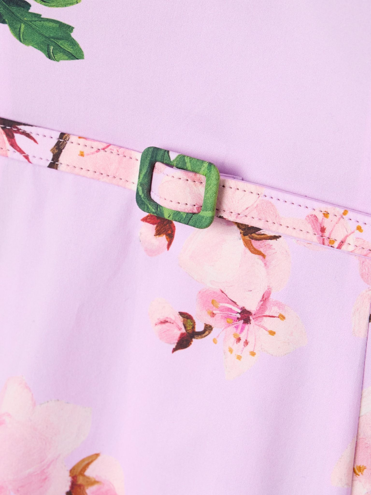 Belted bow-detailed floral-print stretch-cotton poplin midi dress Pink - 4
