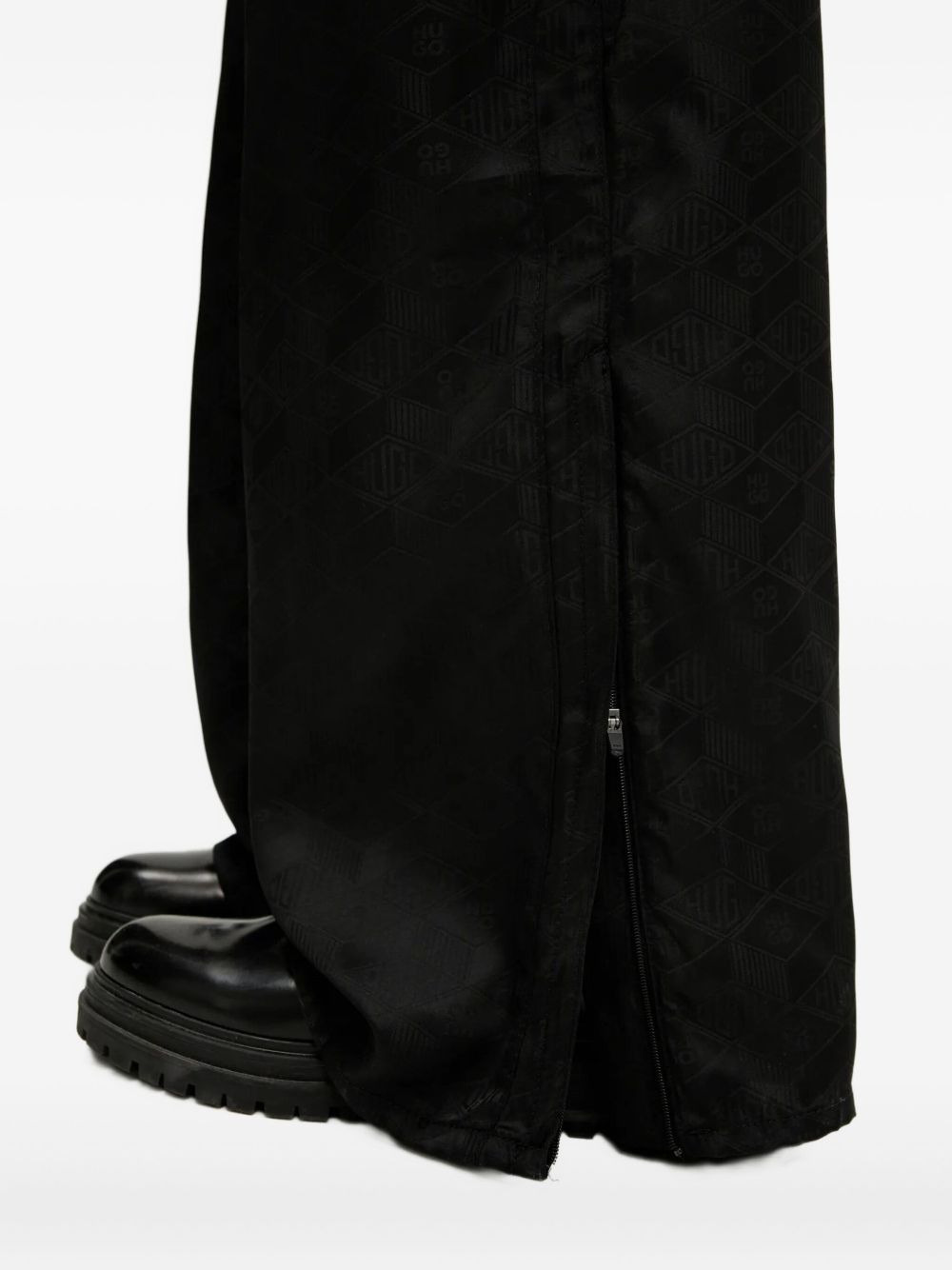 logo-plaque wide-leg trousers - 4
