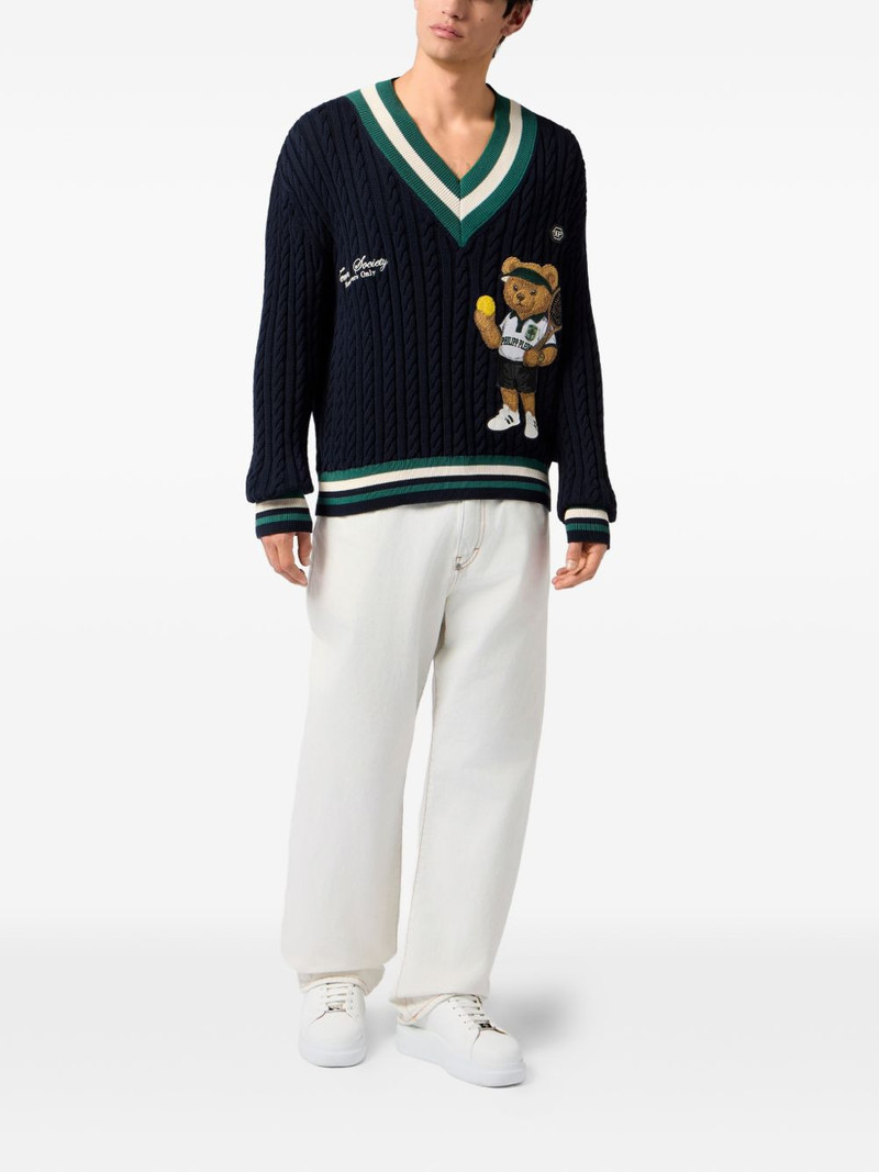 PHILIPP PLEIN V-neck teddy pullover outlook