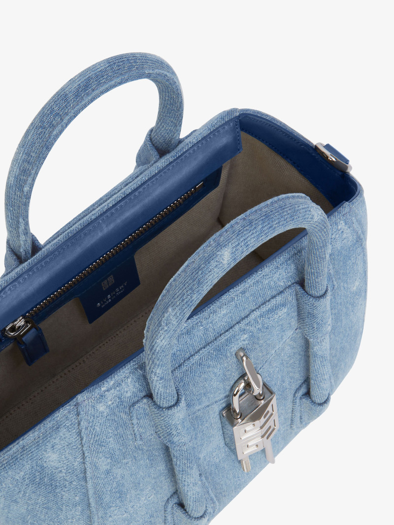 MINI ANTIGONA LOCK BAG IN WASHED DENIM 5