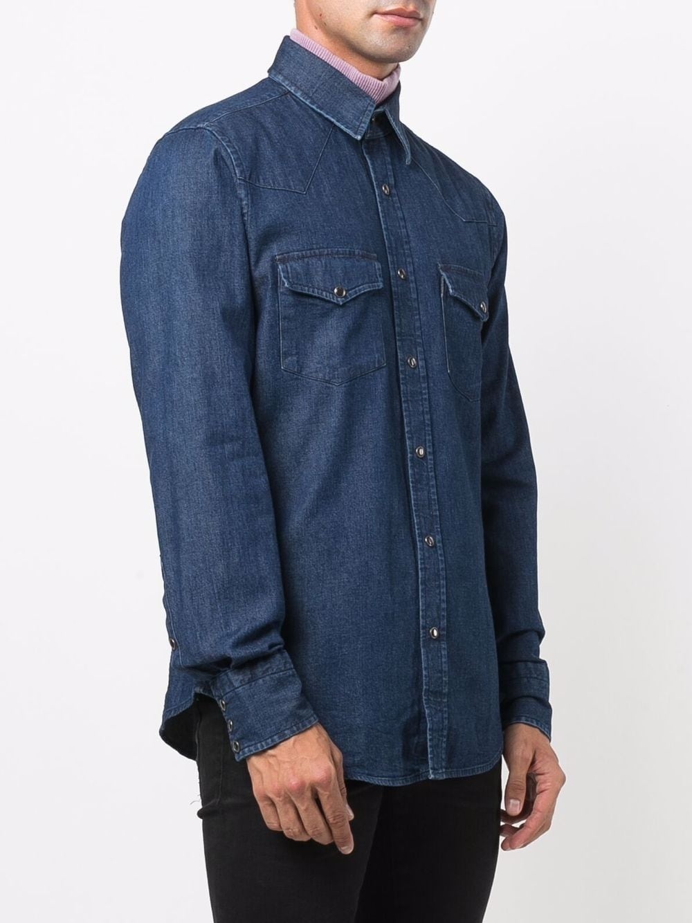 flap pocket denim shirt - 3