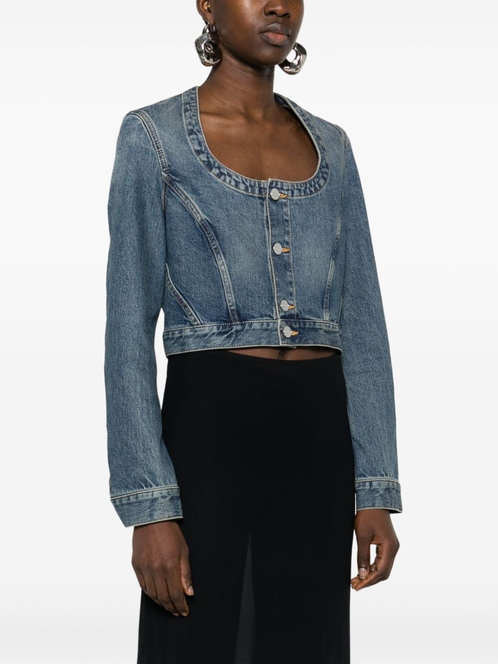 cropped denim jacket - 3
