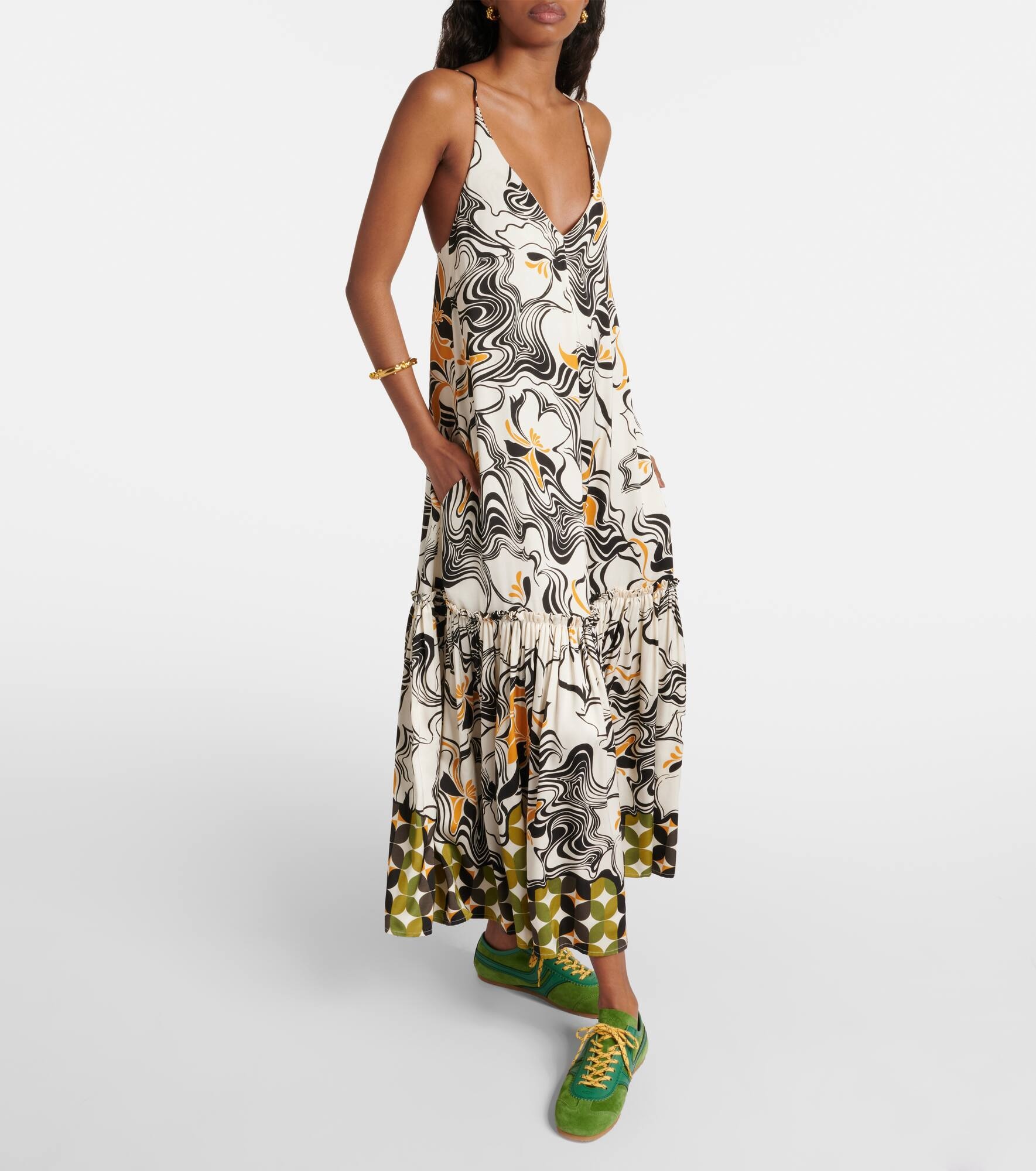Printed satin maxi dress - 7