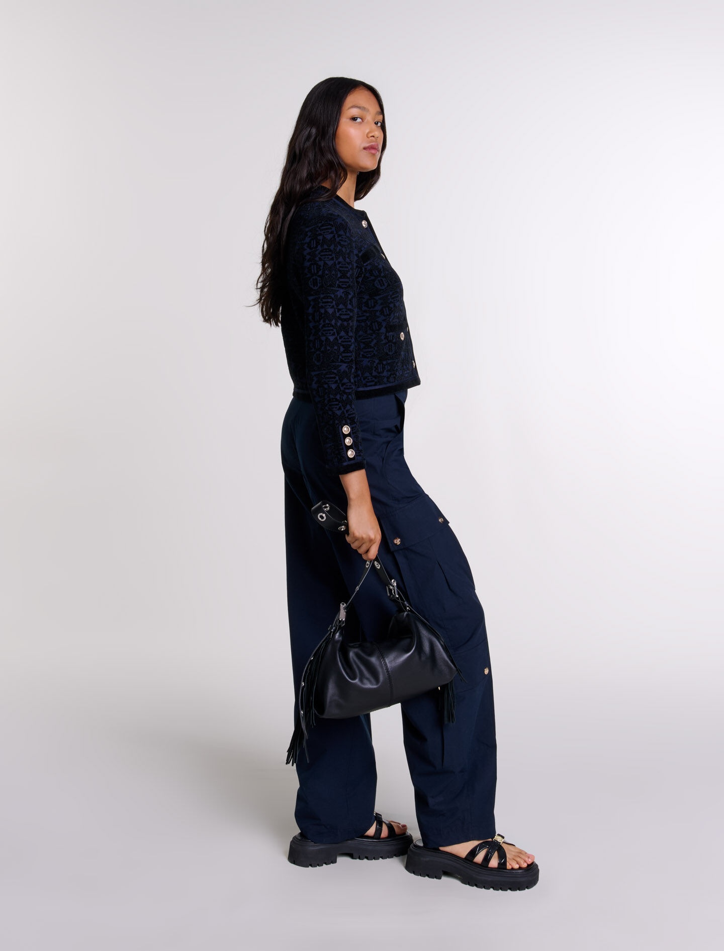 Velvet knit cardigan - 3