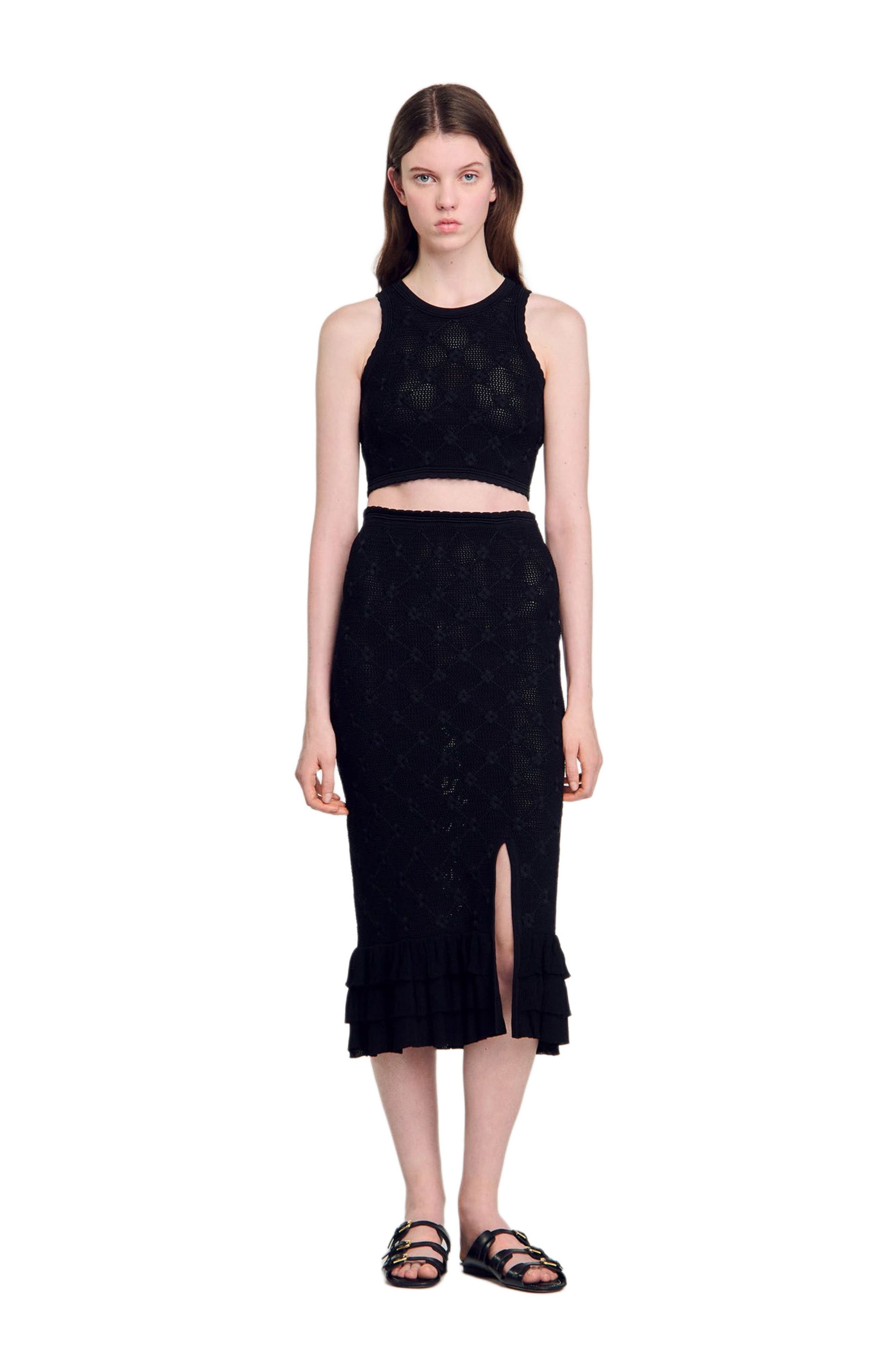 SANDRO Knit midi skirt in Black at Nordstrom - 3