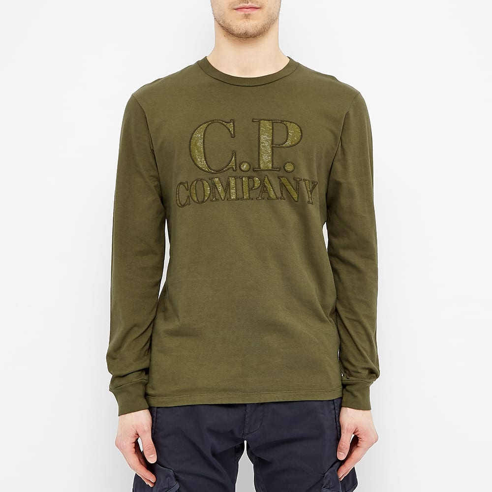 C.P. Company Long Sleeve P.Ri.S.M Garment Dyed Intarsia Logo Tee - 3