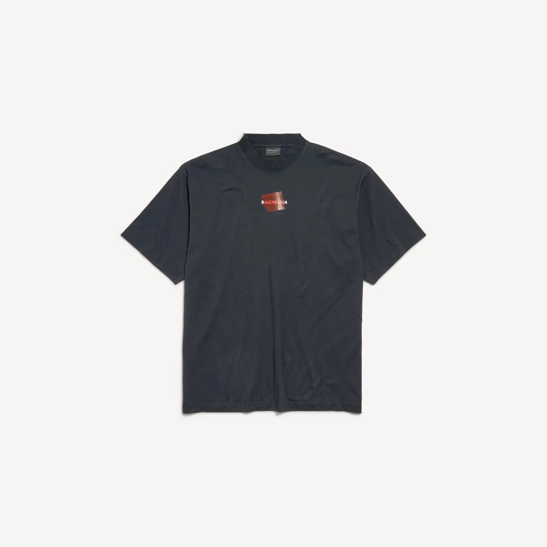 Men's Taped Balenciaga Back T-shirt Medium Fit in Faded Black/white/red - 1