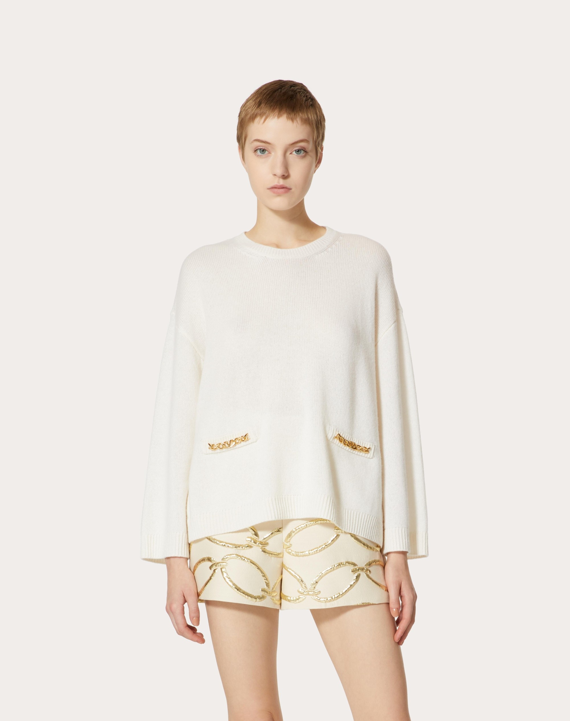VLOGO CHAIN CASHMERE SWEATER - 3