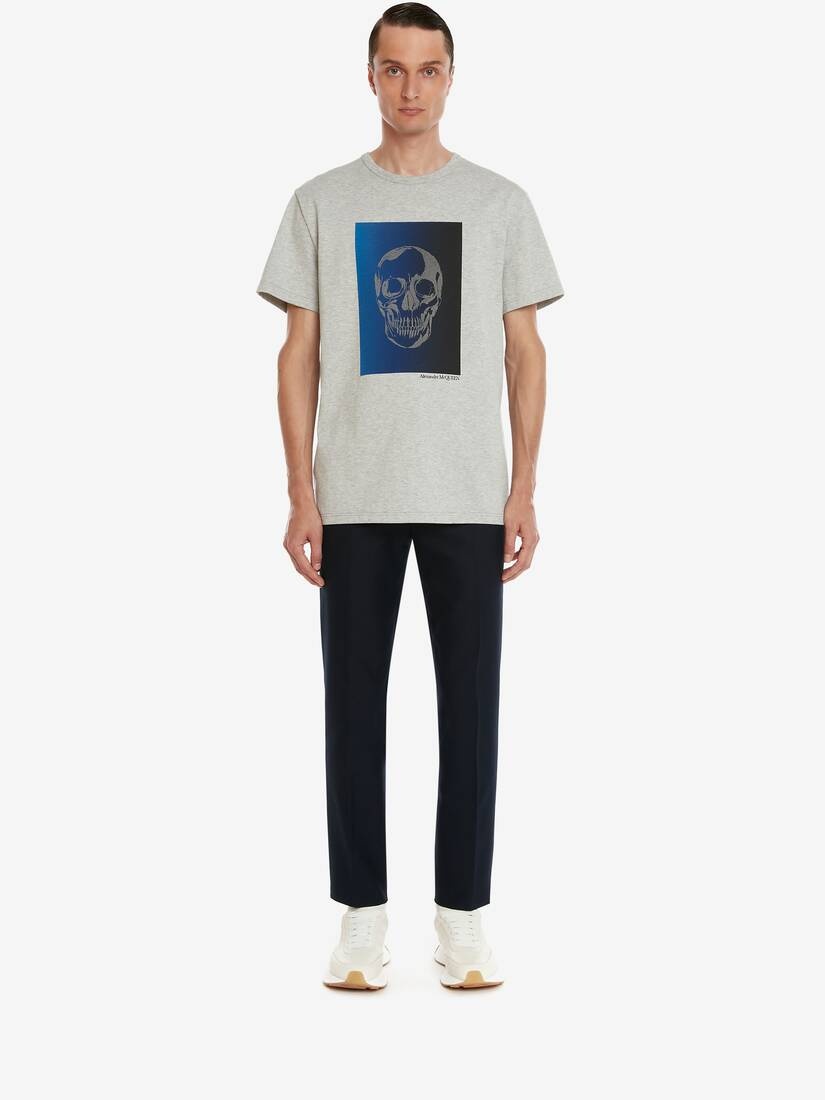 Men's Dégradé Skull T-shirt in Pale Grey - 2