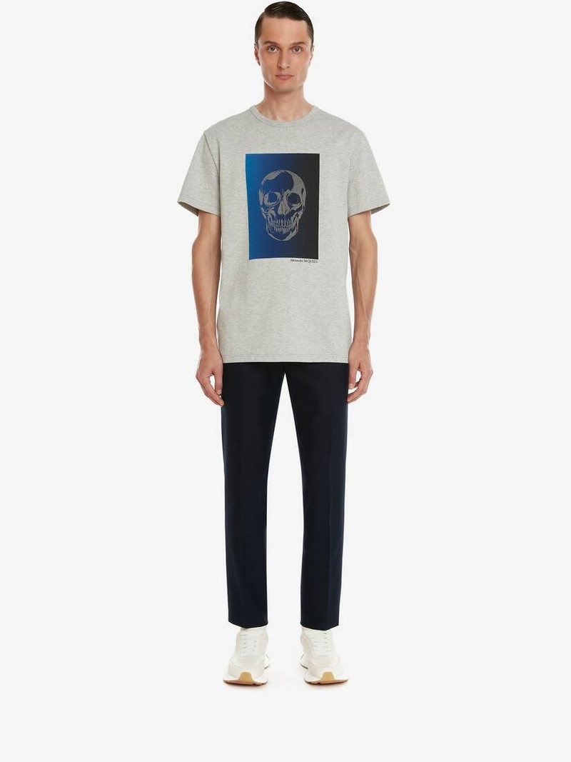 Alexander McQueen Men's Dégradé Skull T-shirt in Pale Grey outlook