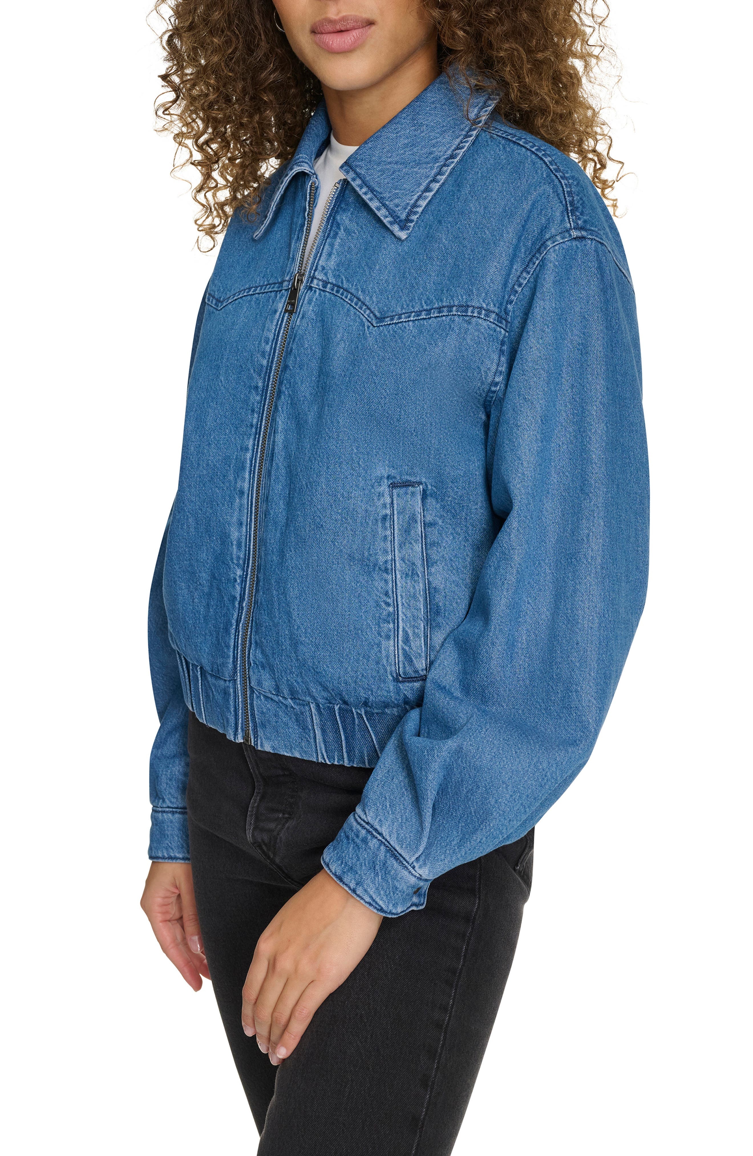 levi's Western Denim Bomber Jacket in Medium Wash Denim at Nordstrom - 3