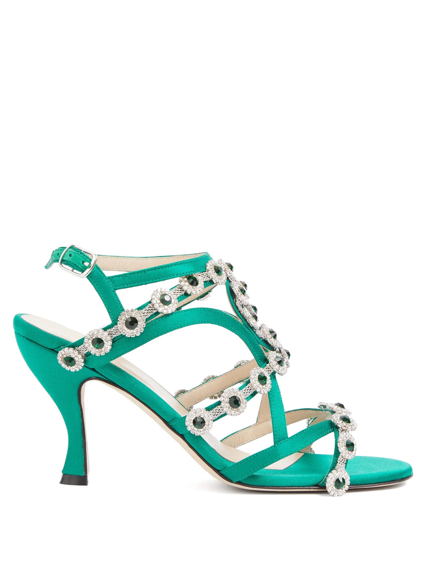 Crystal-embellished satin sandals - 1