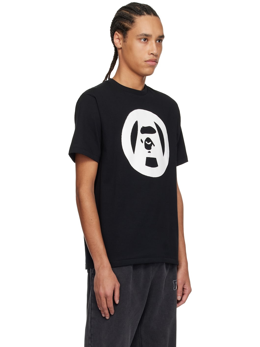 A BATHING APE® Black Stencil Circle Ape Face T-shirt | REVERSIBLE