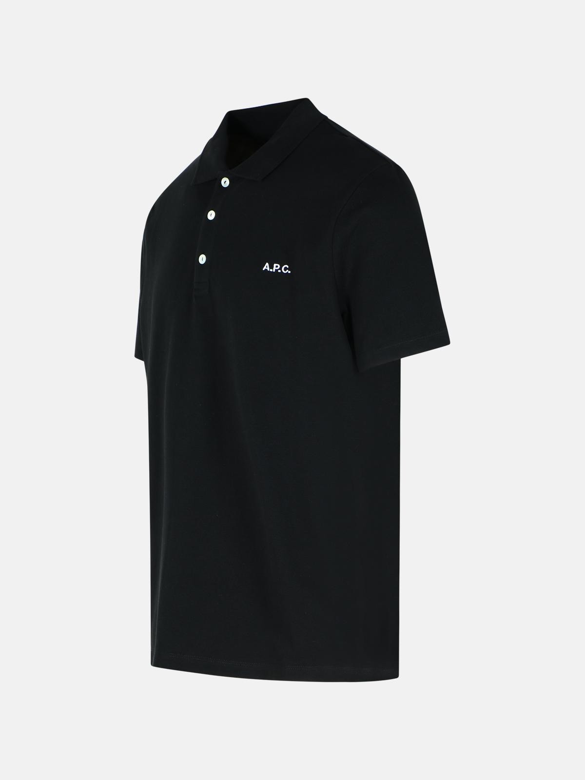 'GOTS' BLACK COTTON POLO SHIRT - 2
