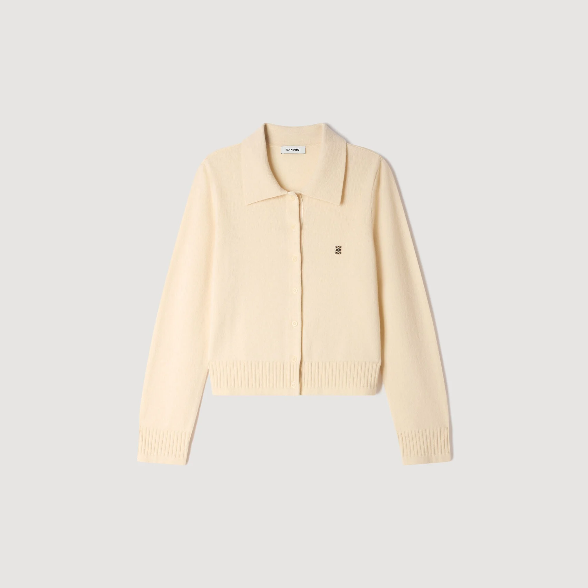 CARDIGAN WITH SHIRT COLLAR - 1