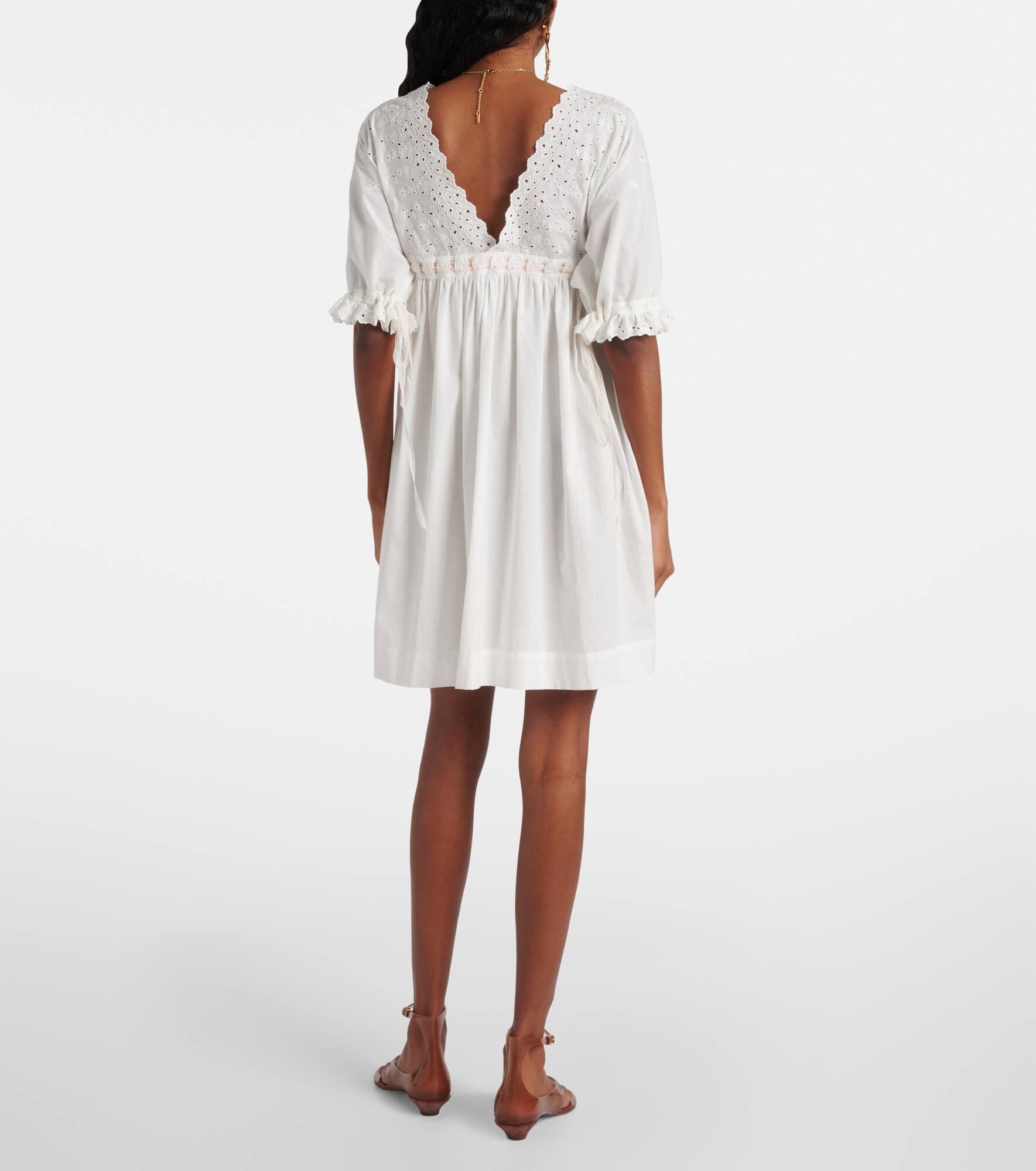Broderie anglaise cotton-blend minidress - 3