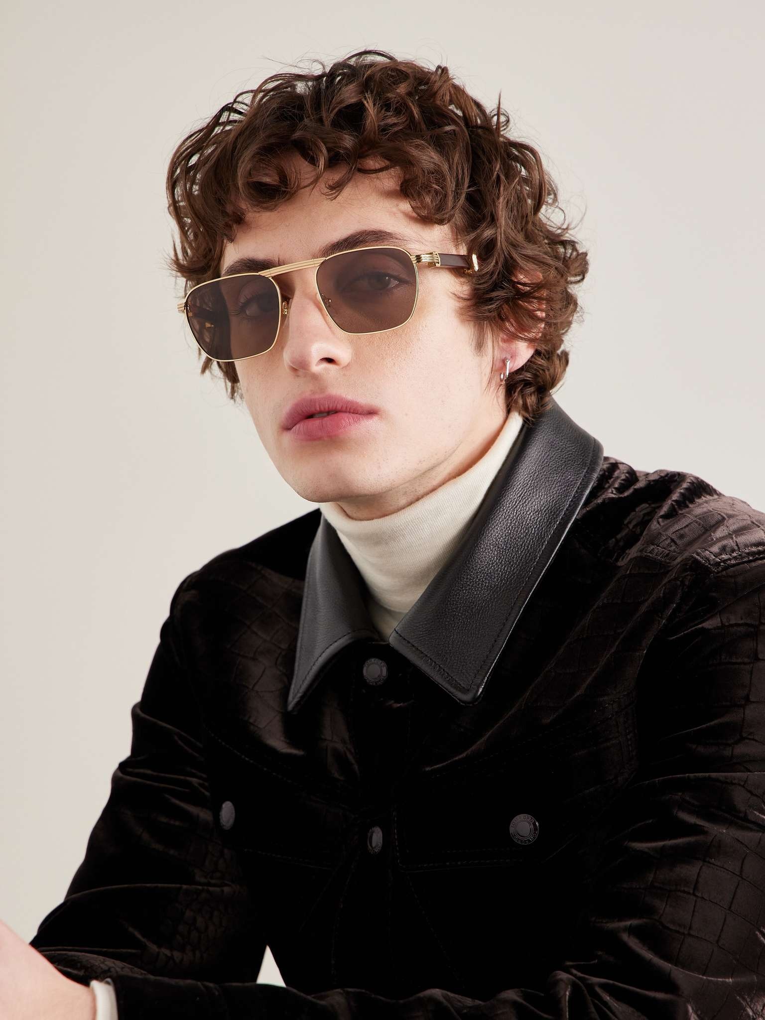 Première Square-Frame Gold-Tone and Wood Sunglasses - 2